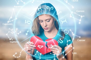 Horoscope love aquarius aries astrology background ball