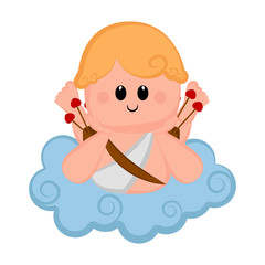 Cute cupid boy icon with bow and arrows. Valentine day. Vector illustration design