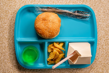 School Lunch Tray Cheeseburger