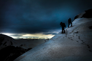 Difficult mountain path in winter