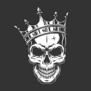 Premium Vector  Skull king illustration with a black background