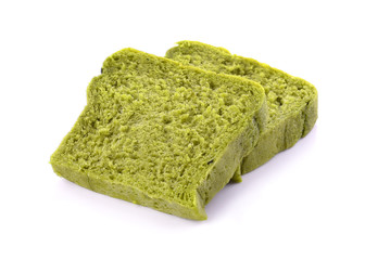  matcha Green Tea Bread on white background