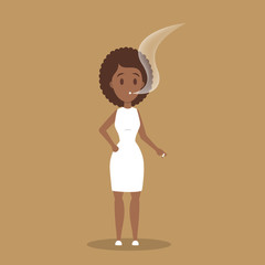 African american woman holding cigarette and smoking
