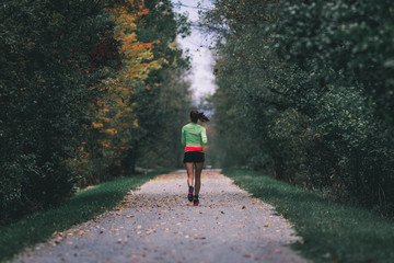 woman running in automn