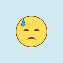 sadness in a cold sweat 2 colored line icon. Simple yellow and brown element illustration. sadness in a cold sweat concept outline symbol design from emoji set