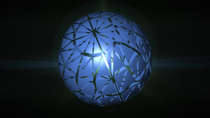blue sphere on black background