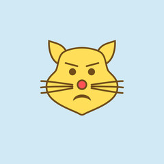 Fototapeta na wymiar disgruntled cat 2 colored line icon. Simple yellow and brown element illustration. disgruntled cat concept outline symbol design from emoji set