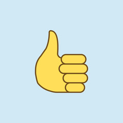 thumb 2 colored line icon. Simple yellow and brown element illustration. thumb concept outline symbol design from emoji set