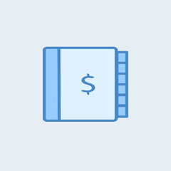 Ledger & Dollar Sign Icons on the white background