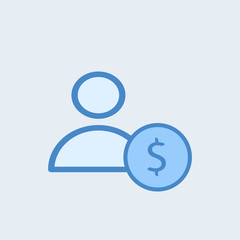 Man with dollar vector sketch icon on the white background