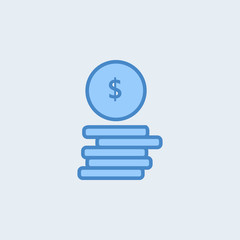 Money. Line Icon Vector. Payment system. Coins and Dollar cent Sign isolated on white background. Flat design style. Business concept.