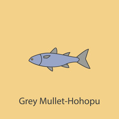 grey mullet-hohopu 2 colored line icon. Simple purple and gray element illustration. grey mullet-hohopu concept outline symbol design from fish set