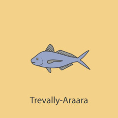 travally-araara 2 colored line icon. Simple purple and gray element illustration. travally-araara concept outline symbol design from fish set