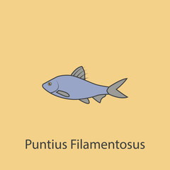 puntius filamentosus 2 colored line icon. Simple purple and gray element illustration. puntius filamentosus concept outline symbol design from fish set