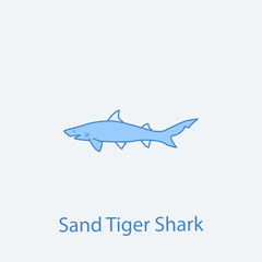 sand tiger shark 2 colored line icon. Simple light and dark blue element illustration. sand tiger shark concept outline symbol design from fish set