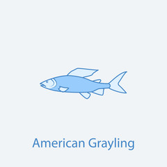american grayling 2 colored line icon. Simple light and dark blue element illustration. american grayling concept outline symbol design from fish set