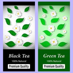 tea packages, labels or stickers
