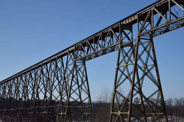 Fototapeta na wymiar old suspended railroad bridge