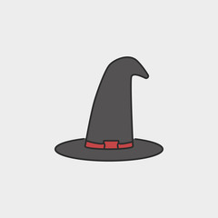 witch hat Halloween outline colored icon