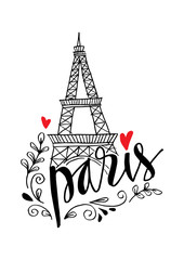 Fototapeta na wymiar Paris Europe European city name city name hand-drawing 