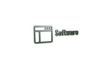 Text Software with green 3D illustration and white background