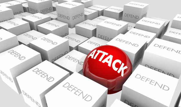 Attack Vs Defend Offense Defense Proactive 3d Illustration