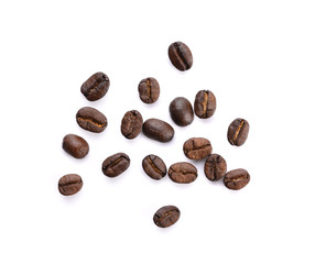 Naklejka premium Coffee beans on white background