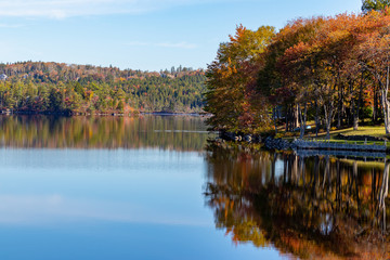 Obraz premium autumn landscape with lake and trees