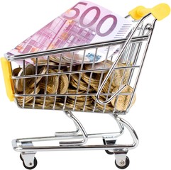 Shopping cart full of money