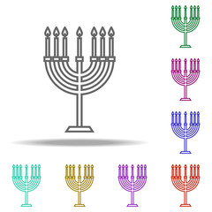 Hebrew candles outline icon. Elements of religion in multi color style icons. Simple icon for websites, web design, mobile app, info graphics