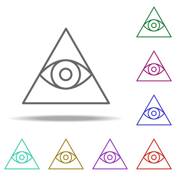 eye in the pyramid outline icon. Elements of religion in multi color style icons. Simple icon for websites, web design, mobile app, info graphics