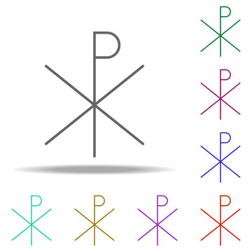 Chi rho outline icon. Elements of religion in multi color style icons. Simple icon for websites, web design, mobile app, info graphics