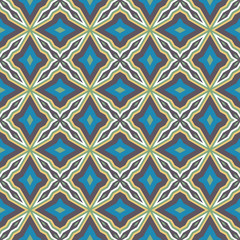 Ethnic geometric pattern in repeat. Fabric print. Seamless background, mosaic ornament, retro style. 