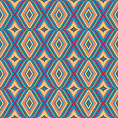 Ethnic geometric pattern in repeat. Fabric print. Seamless background, mosaic ornament, retro style. 