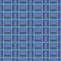 Fototapeta premium Blue seamless geometric pattern with different combinations of squares and rectangles. Traditional tile style