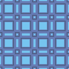 Blue seamless geometric pattern with different combinations of squares and rectangles. Traditional tile style