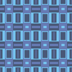 Blue seamless geometric pattern with different combinations of squares and rectangles. Traditional tile style