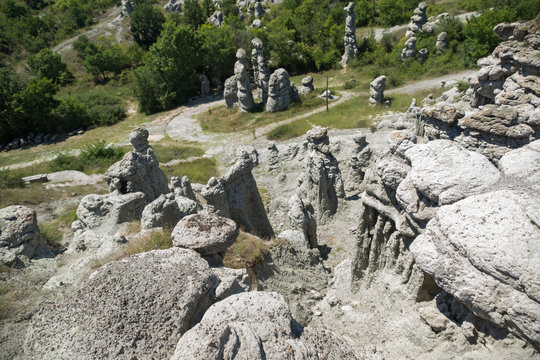 Rock formation The Stone Dolls of Kuklica near town of Kratovo, Republic of Macedonia
