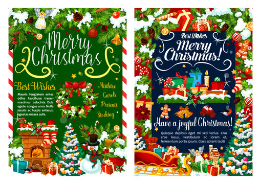 Christmas gifts decoration, vector greeting cards