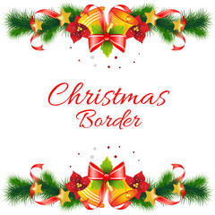 colorful christmas horizontal border with bell decoration