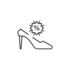 high heels discount icon. Element of cyber monday icon for mobile concept and web apps. Thin line high heels discount icon can be used for web and mobile