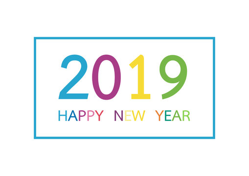 Happy new year 2019. Greeting card or calendar cover, banner, brochure design template. Vector illustration