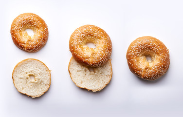 bagle over white. top view