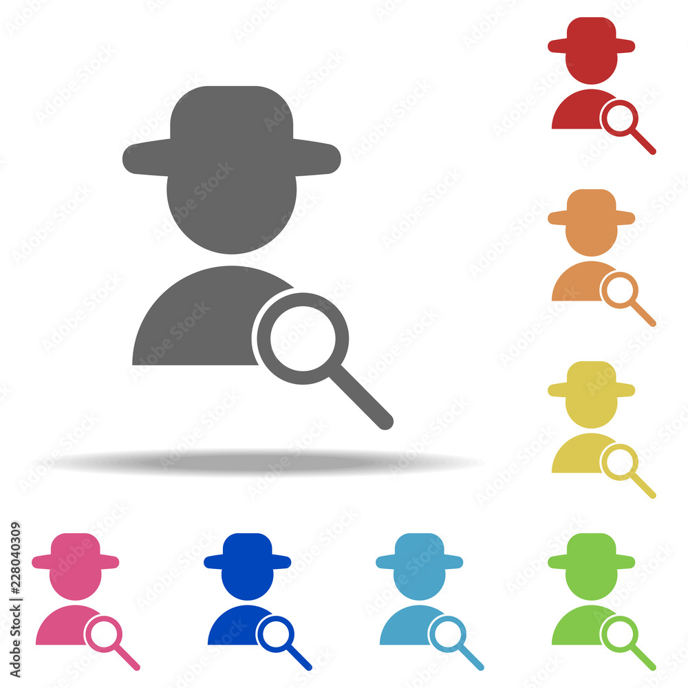 Aufkleber agent and magnifier icon. elements of web in multi color style icons. simple icon for websites, web 