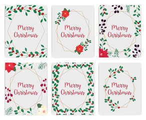 Set of Merry Christmas greeting card.