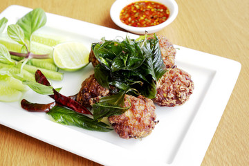 Laab pork fried.