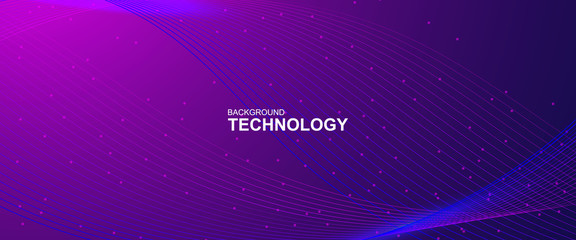 wave line background with smooth shape. Beautiful waving line in blue background color. Horizontal banner template. Abstract futuristic template. Technology wallpaper with vibrant color.
