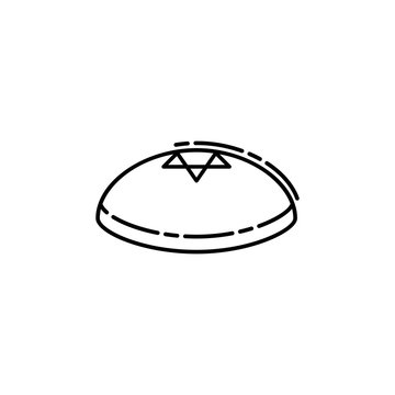 black kippah simple line art clip art preview