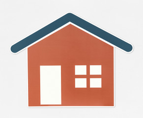 Orange house with blue roof icon