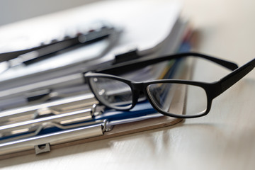 Businessman working reading documents graph financial to job succes Analyze document plans